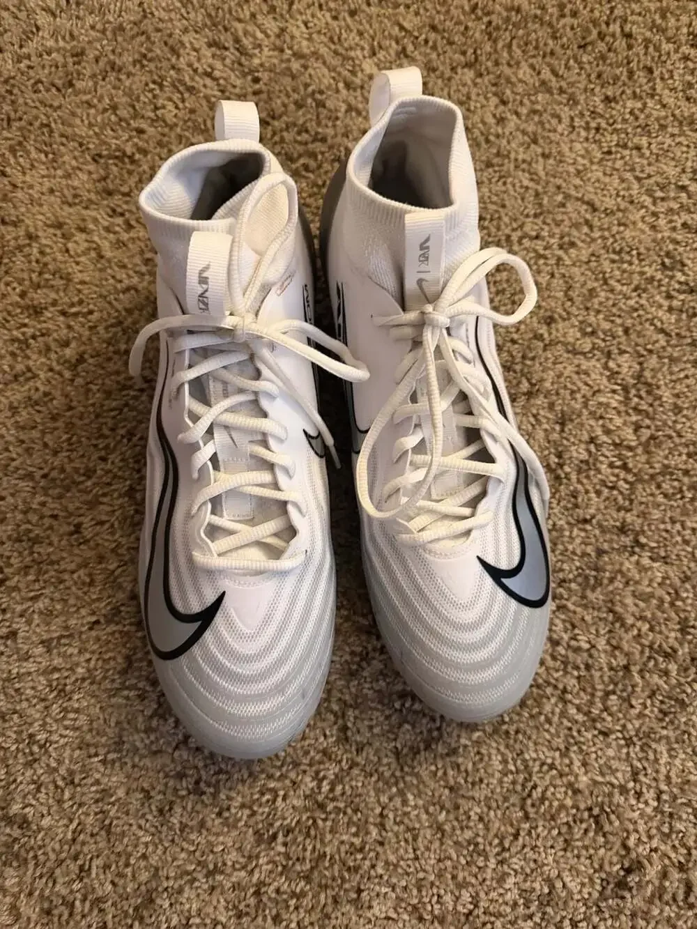 Nike Air Zoom Vapor Pro 1 Football Cleats White/Metallic Silver
